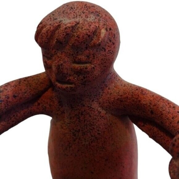 Vintage Aztec Mayan Folk Art Circle of Friends (4) Clay Pottery Candle Holder - Picture 6 of 7